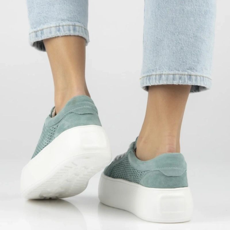 Women's leather sneakers openwork green Filippo DP7520/26 Filippo