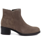 Women's leather ankle boots with a block heel, beige Sergio Leone BT-52-S
