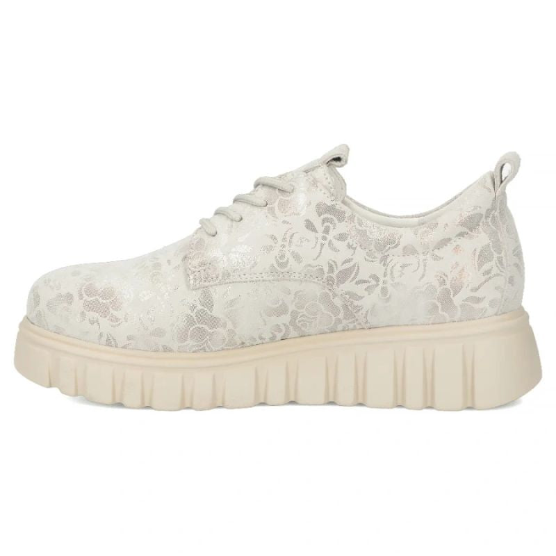 Filippo Silver Floral Leather Platform Shoes DP6846 Filippo
