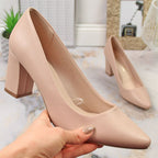 Women's nude pumps with a block heel Sergio Leone PB414 Footwear Your Sports Performance