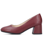 Women's leather high-heeled pumps in burgundy Rieker 44750-35