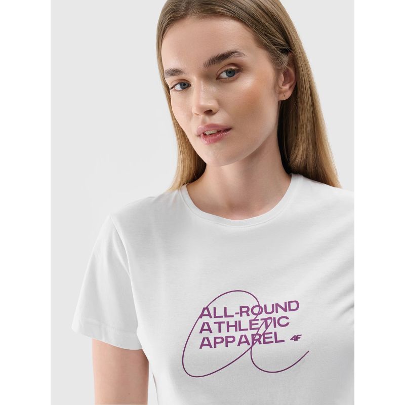 Women's slim T-shirt with print 4F 4FRSS24TTSHF2499-10S *Kategoria tymczasowa Your Sports Performance
