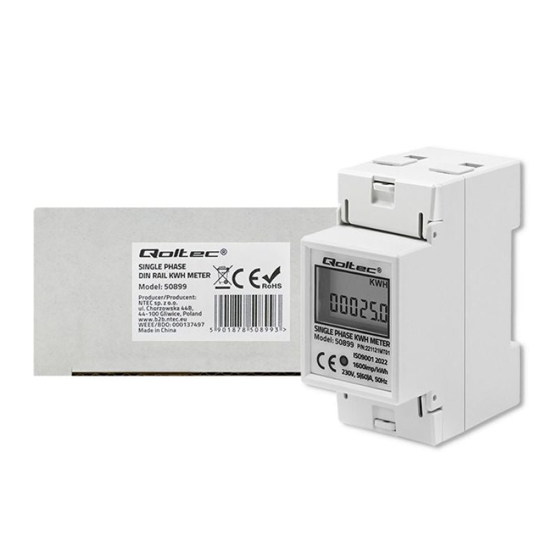 QOLTEC SINGLE-PHASE ENERGY CONSUMPTION METER FOR DIN RAIL | 230V | LCD | 2P Aparaty elektryczne/Liczniki energii Your Sports Performance
