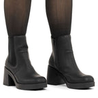Women's Chelsea boots with a block heel, insulated, black, Rieker 58081-00