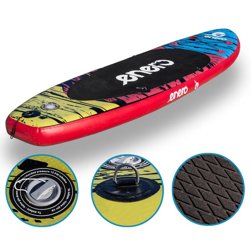 SET - SUP BOARD 135KG INFLATABLE ENERO 300x76x15CM BLACK Accessories Your Sports Performance