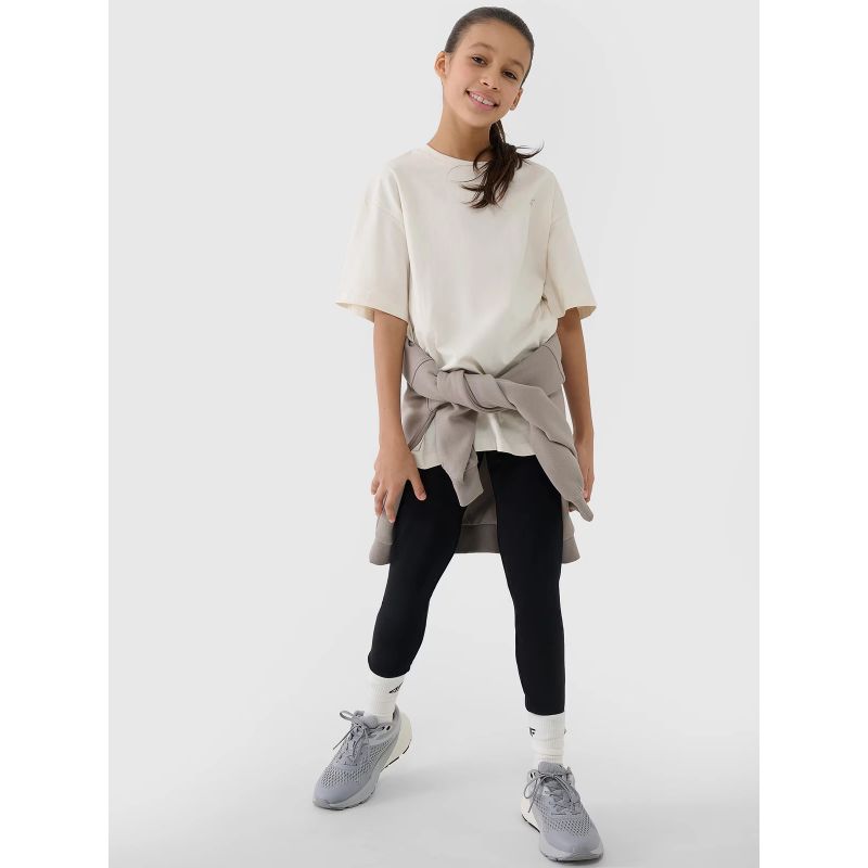 Girls' oversize plain T-shirt 4F 4FJWSS25TTSHF1851-12S