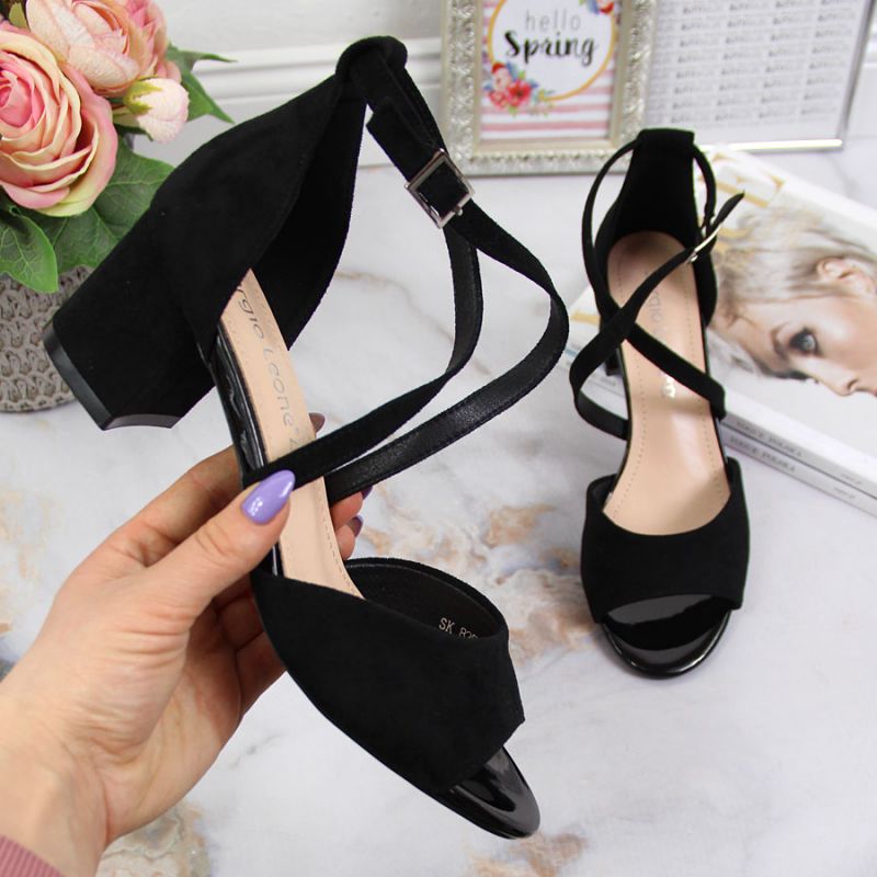 Sergio Leone W SK367A black block heel sandals