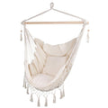 BRAZILIAN HAMMOCK CHAIR MIAMI WITH FRINGE 130X100CM + 2 PILLOWS 40X40CM BEIGE Home and Garden/Garden Your Sports Performance