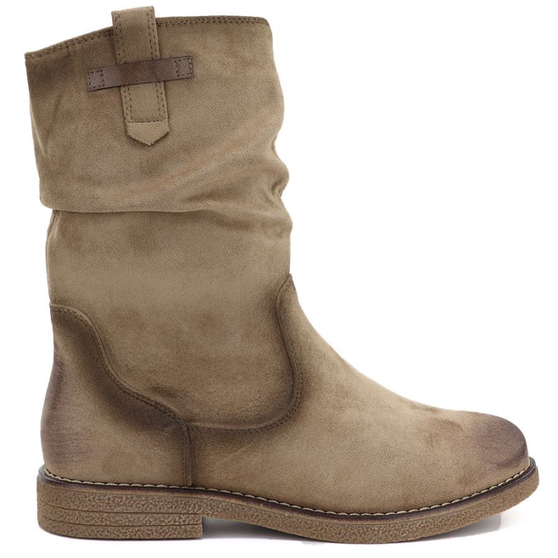 Women's insulated ankle boots with a ruffled upper, beige M.Daszyńskie SA296-5
