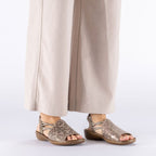 Comfortable women's slip-on sandals in beige Rieker 608D1-60 Rieker