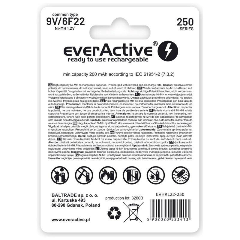 everActive EVHRL22-250 battery pack (250 mAh ; Ni-MH) Baterie, akumulatorki i ładowarki/Akumulatorki Your Sports Performance