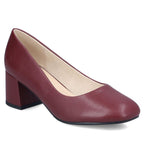 Women's leather high-heeled pumps in burgundy Rieker 44750-35