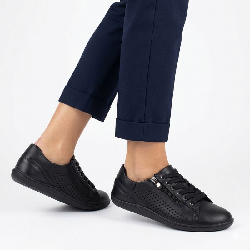 Women's leather barefoot shoes, openwork, black, Gino Fabiani OL38-6 Gino Fabiani