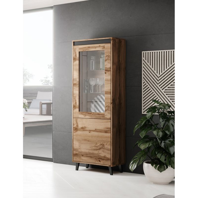 NORD display cabinet 60x38x182.5 oak wotan/anthracite Bufety i witryny/Bufety i witryny na drewnianej podstawie Your Sports Performance