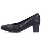 Women's leather pumps with a low heel, black Rieker 44650-05