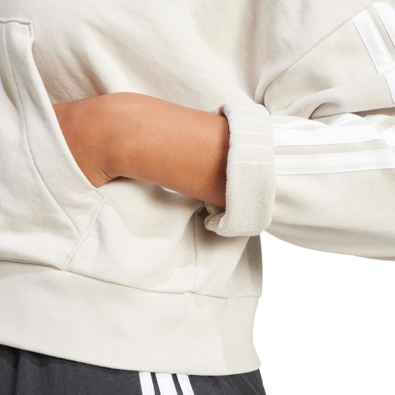 Women's adidas Essentials 3-Stripes French Terry Quarter-Zip Hoodie Beige JN1958 In preparation Adidas