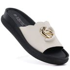 Women's beige leather wedge sandals S.Barski KV61-6046 S.Barski