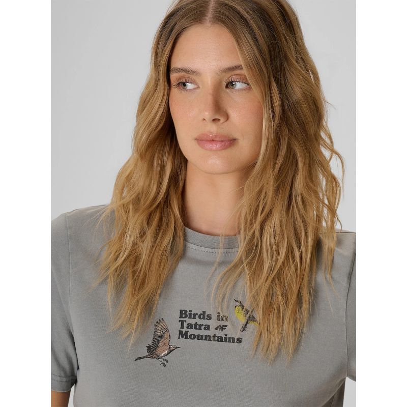Women's loose T-shirt with print 4F 4FKAW26TTSHF4502-26S