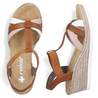 Rieker 61995-81 brown women's wedge sandals Rieker