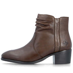 Women's brown leather ankle boots on a block heel Rieker 73953-27