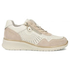 Women's leather sneakers with openwork wedges, beige Filippo DP7605 Filippo