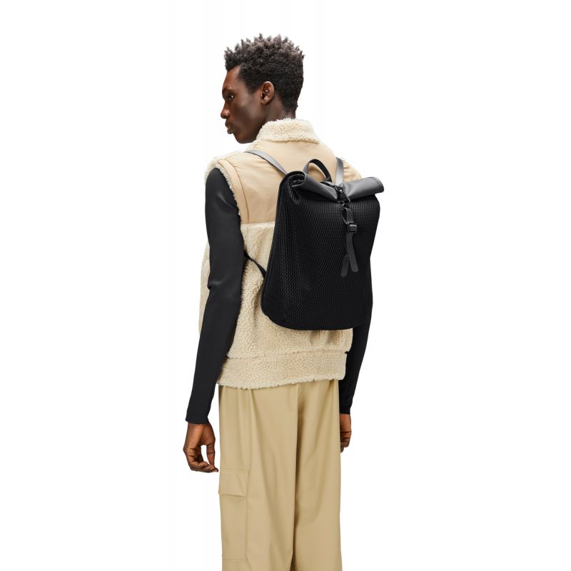 Rains Rolltop Rusksack Mesh Mini Black W3 13350 01 backpack Accessories/Plecaki/pozostałe plecaki Your Sports Performance