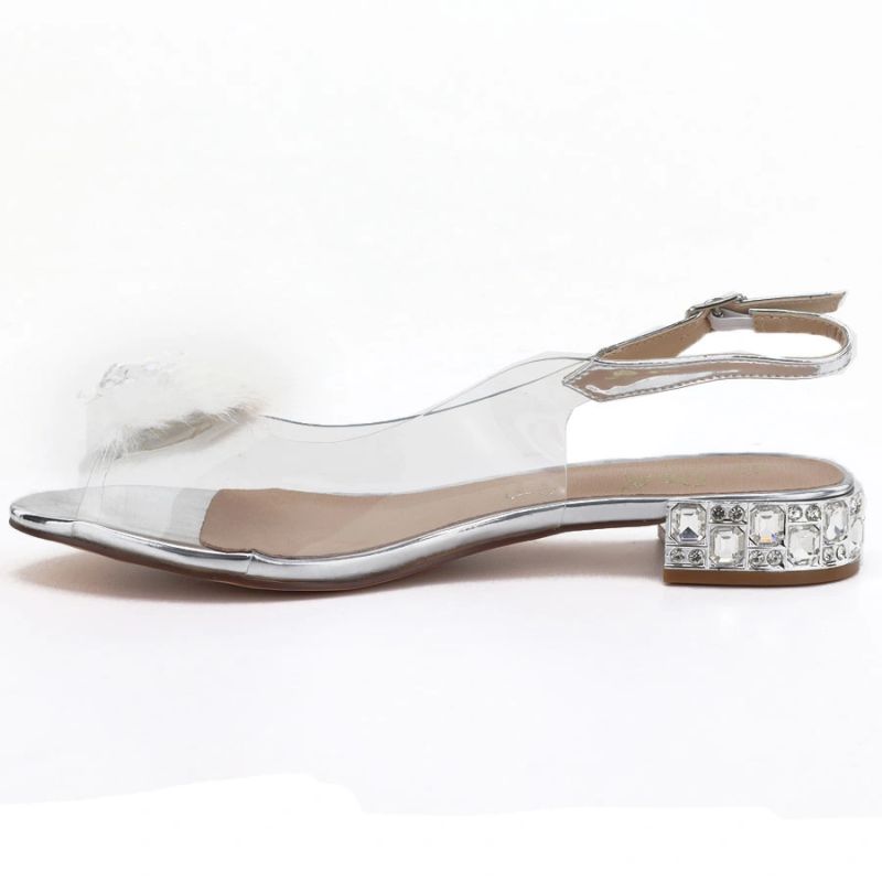 Transparent women’s sandals with silver embellishment D&A MR62-9072