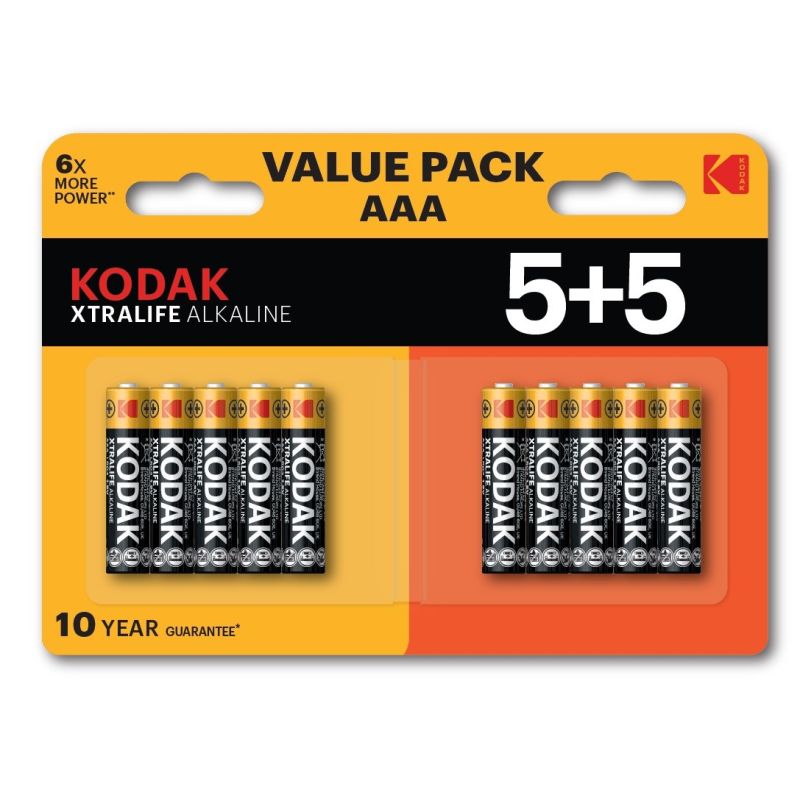 KODAK ALKALINE BATTERIES XTRALIFE AAA LR3 5+5 (10PACK) Baterie, akumulatorki i ładowarki/Baterie Your Sports Performance