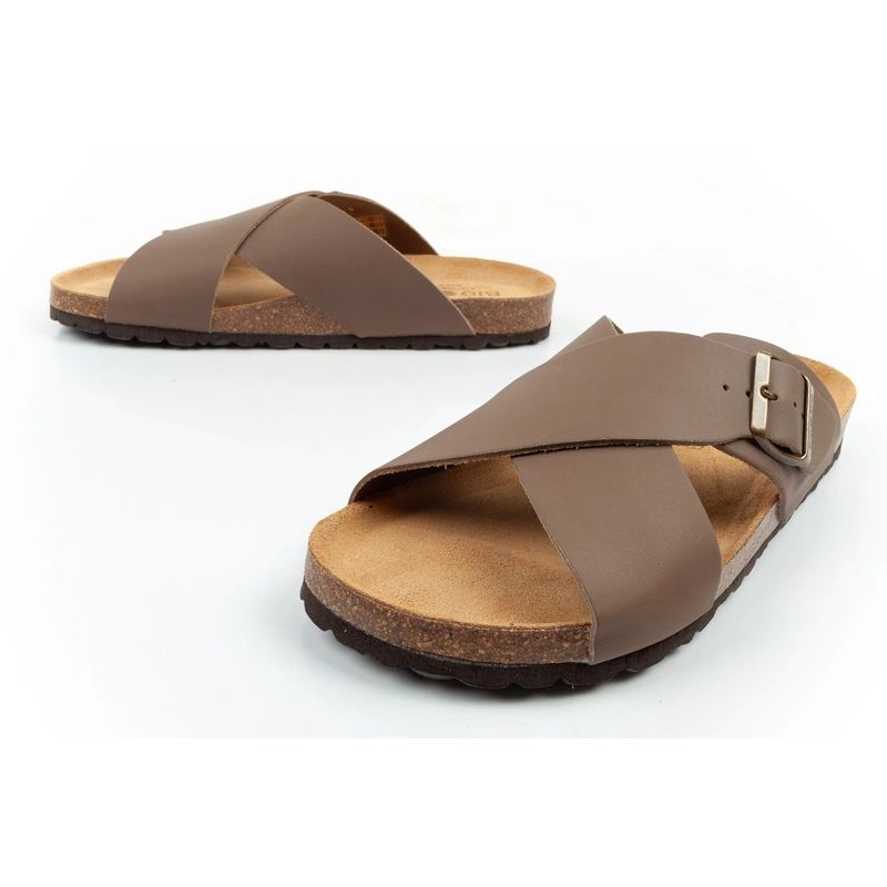 Bio Bio shoes men's slippers, profiled flip-flops, natural leather, brown Your Sports Performance