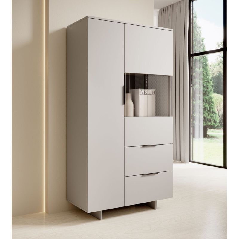 ALMA display cabinet 90x41.5xH170 cashmere Bufety i witryny/Bufety i witryny na drewnianej podstawie Your Sports Performance