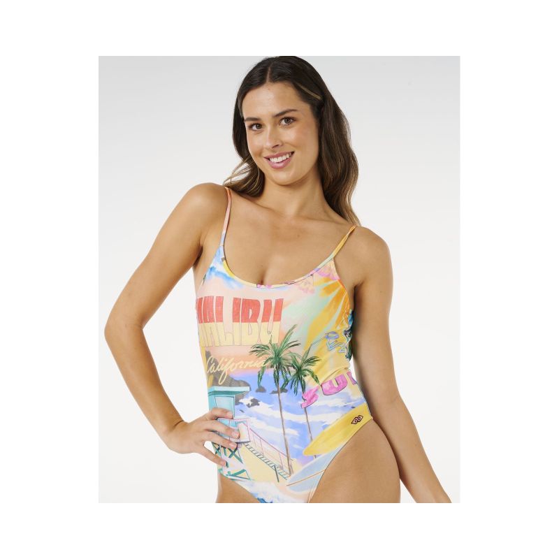 Women's RIP CURL Hotel Malibu Cheeky One Piece swimsuit, multicolor