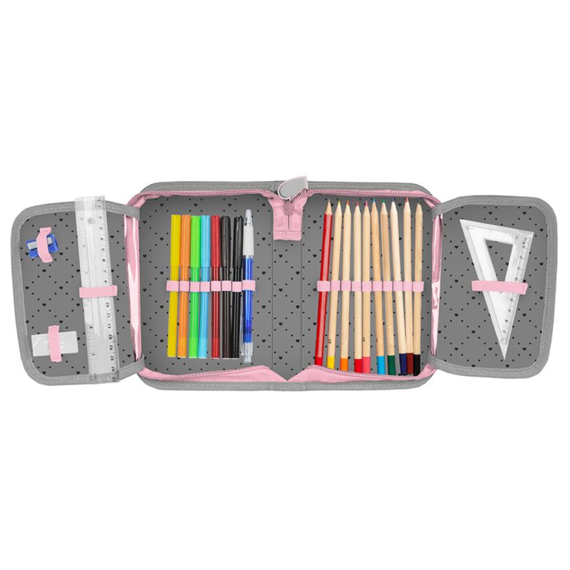 PASO Sweet Kitty gray school pencil case with school accessories - PP23KC-P001 Akcesoria/Akcesoria dla fanów koszykówki/Gadżety koszykarskie Your Sports Performance