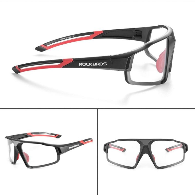 Rockbros SP216BK Photochromic UV400 Cycling Glasses - Black and Red Import z Action/Rowery i akcesoria/Okulary Your Sports Performance