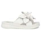 Women's leather flip-flops with a flower, white Filippo DK7762 Filippo