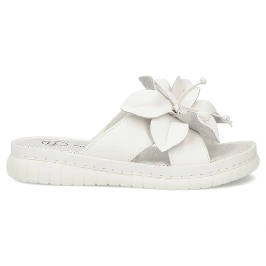 Women's leather flip-flops with a flower, white Filippo DK7762 Filippo