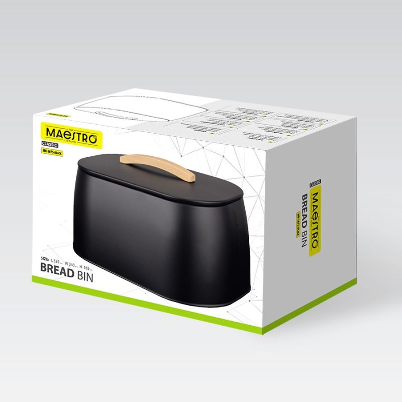 Bread box MR-1675-BLACK MAESTRO AGD - Produkty/Pojemniki na żywność (z metalu) Your Sports Performance