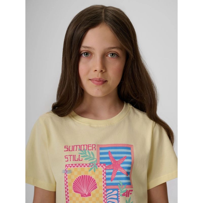 Girls' regular printed T-shirt 4F 4FJRSS26TTSHF4418-73S