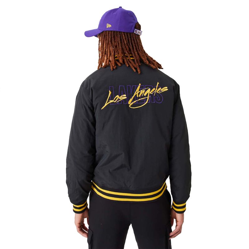 New Era NBA Los Angeles Lakers Script Bomber Jacket - 60332205 New Era