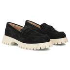 Women's leather suede loafers, black Filippo DP7554 Filippo