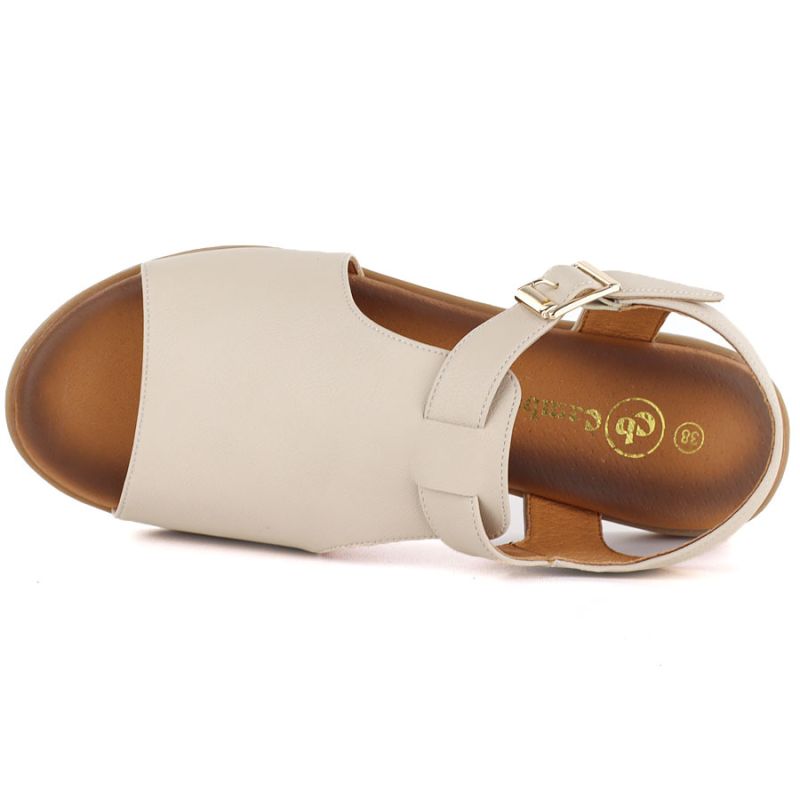 Beige women's leather sandals Cambell 19391 Cambell
