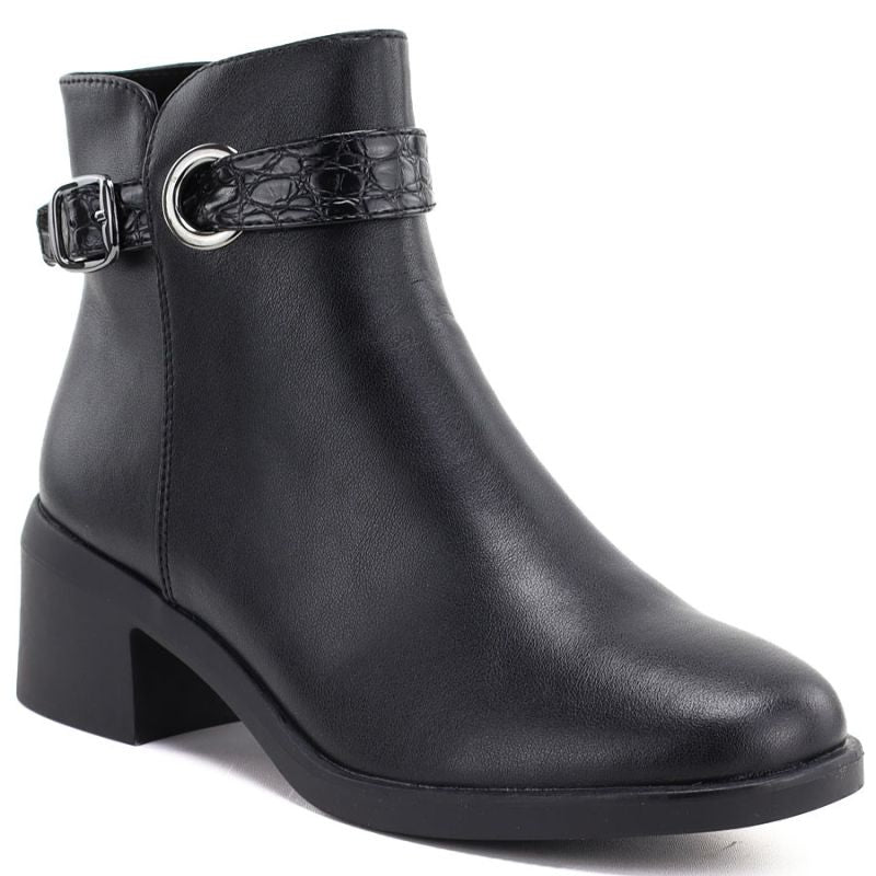 Women's leather ankle boots with insulated sole, black Sergio Leone BT-25-S