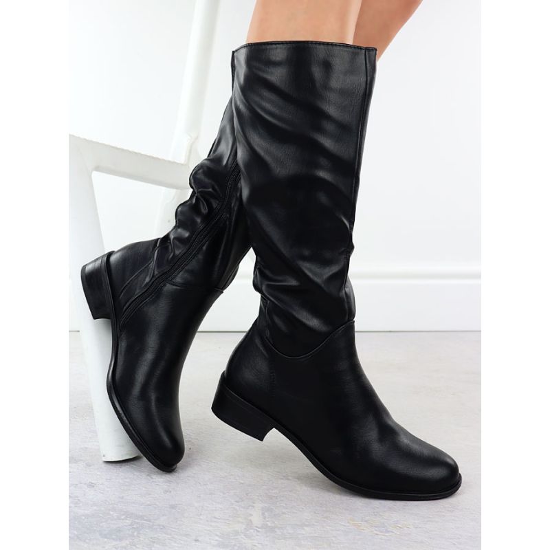 Jezzi ASA198-19 women's black leather boots Footwear Your Sports Performance