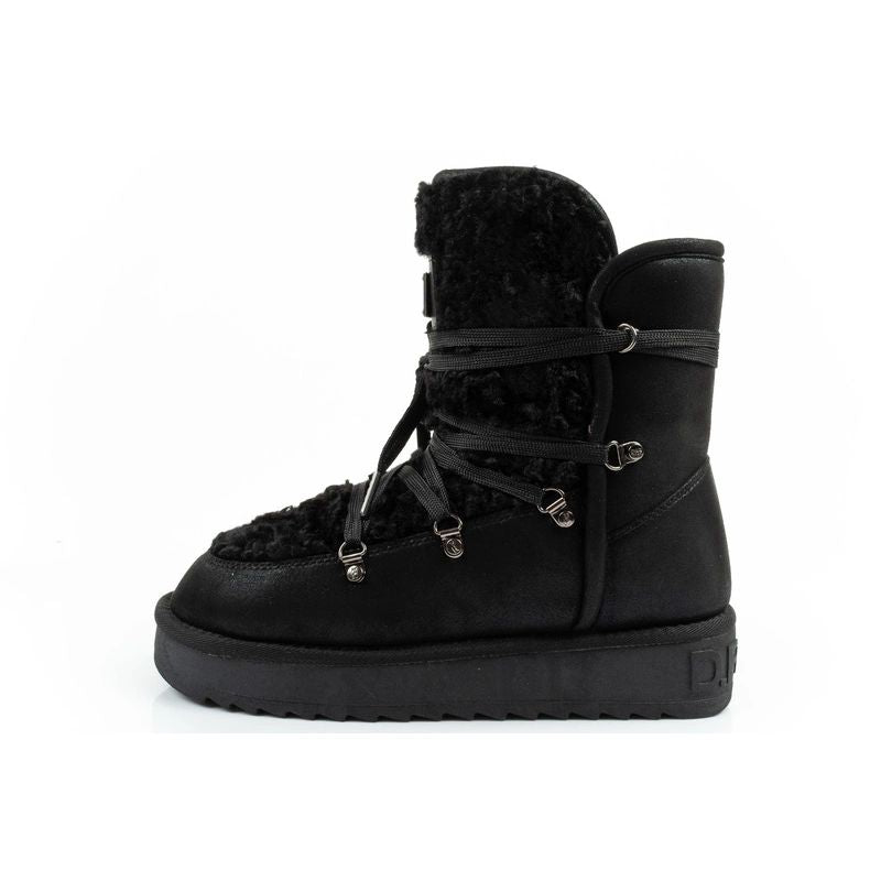 D.Franklin women's winter snow boots, fashionable fur lining, black high D.Franklin
