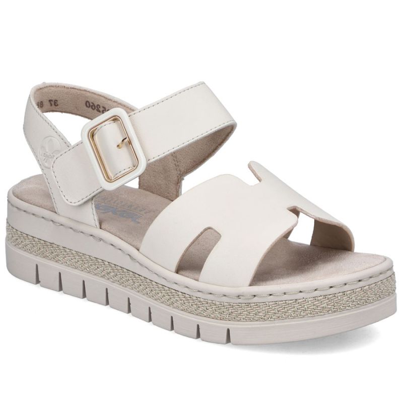 Women's beige wedge sandals Rieker V4952-60 Rieker