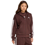 Women's adidas Essentials 3-Stripes Full-Zip Fleece Hoodie Brown JY3082 To be categorized Your Sports Performance