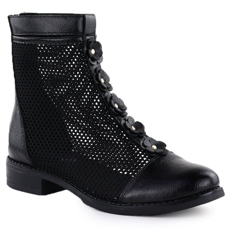 Women's mesh ankle boots with flowers, black, Jezzi 130 To be categorized Your Sports Performance
