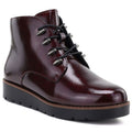 Women's patent leather burgundy wedge ankle boots Potocki Z25-JE19360