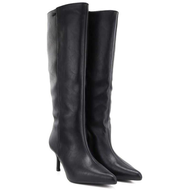 Women's leather boots with a high heel, insulated, black Big Star UU274497