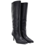 Women's leather boots with a high heel, insulated, black Big Star UU274497