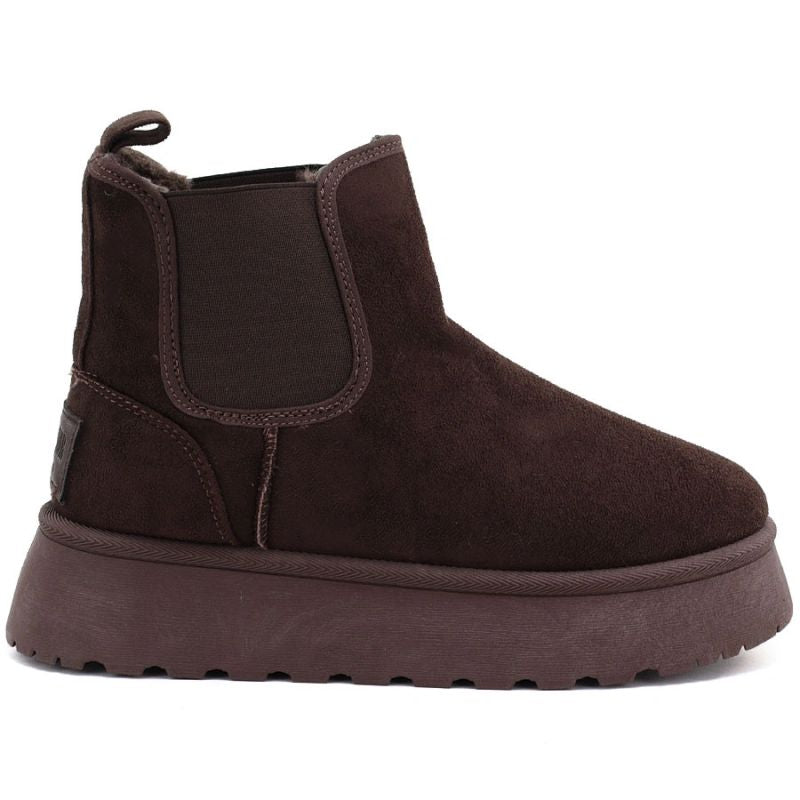 Waterproof women's snow boots, platform ankle boots, brown Big Star UU274174